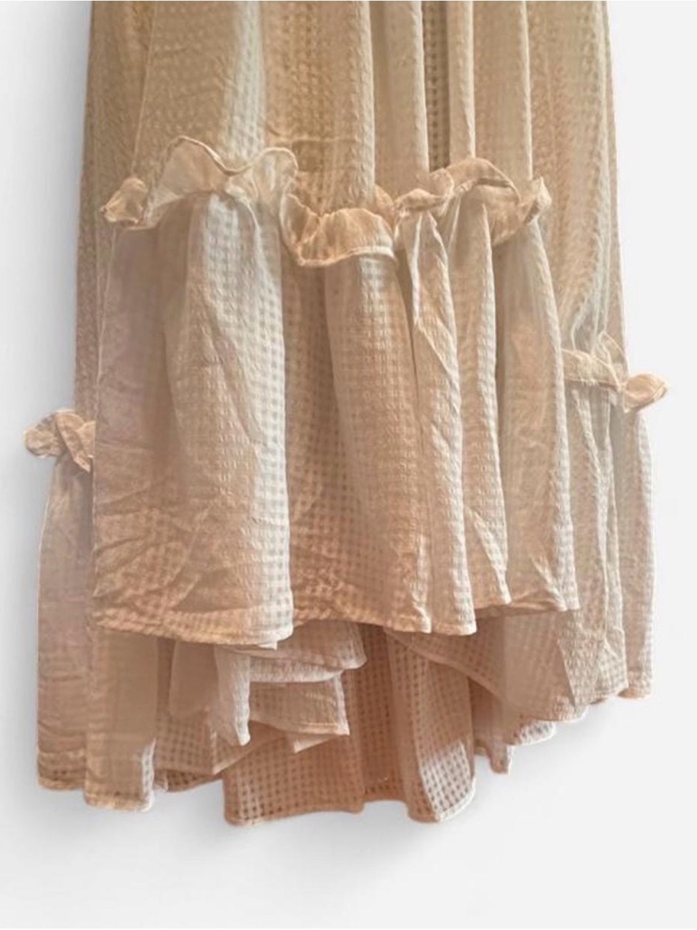 MABLE White Galway Tiered Ruffle High-Low Midi Babydoll Dress Size Small - Picture 7 of 9